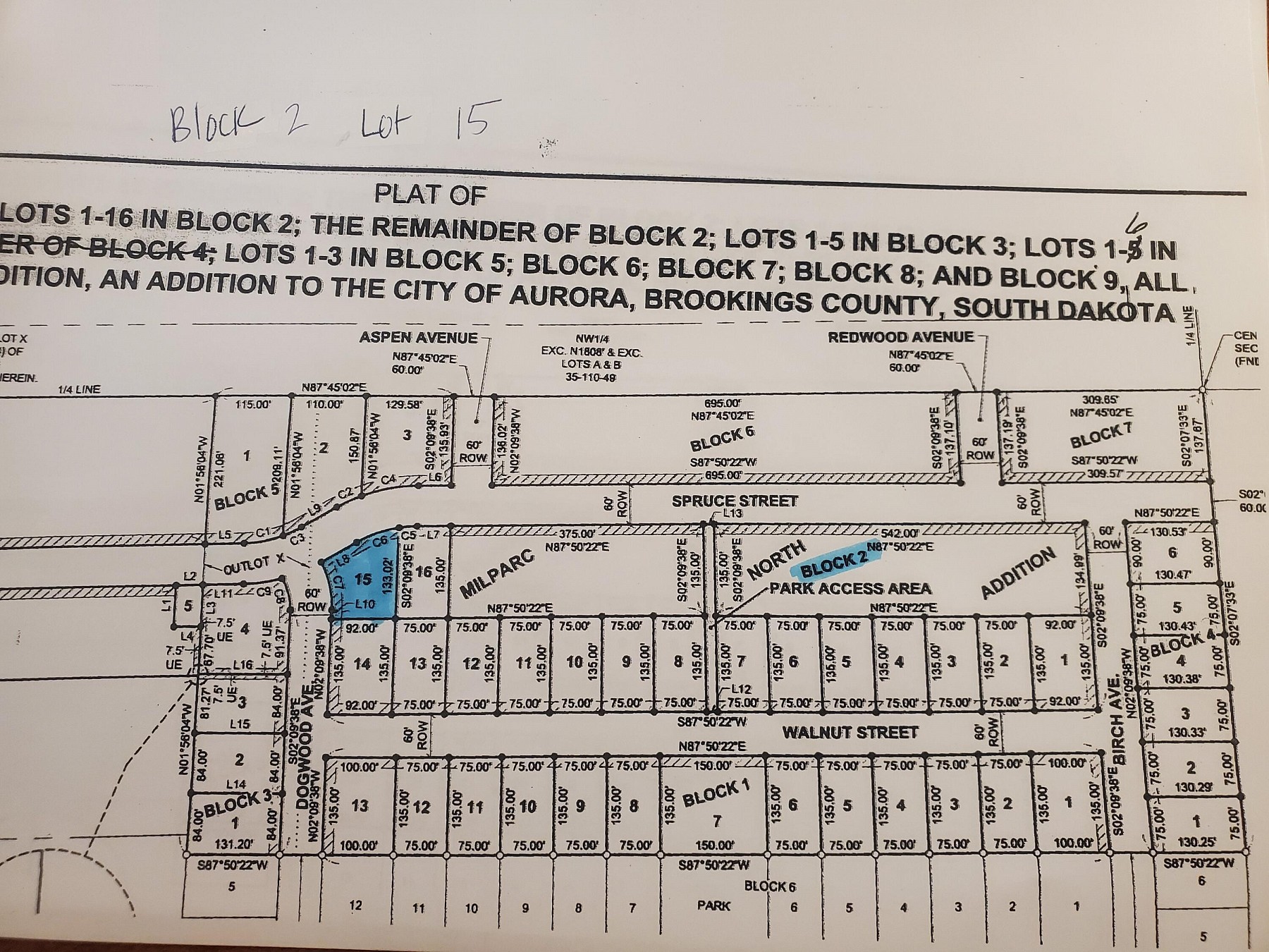 L15, B2 Milparc North Addition, Aurora, SD 57002