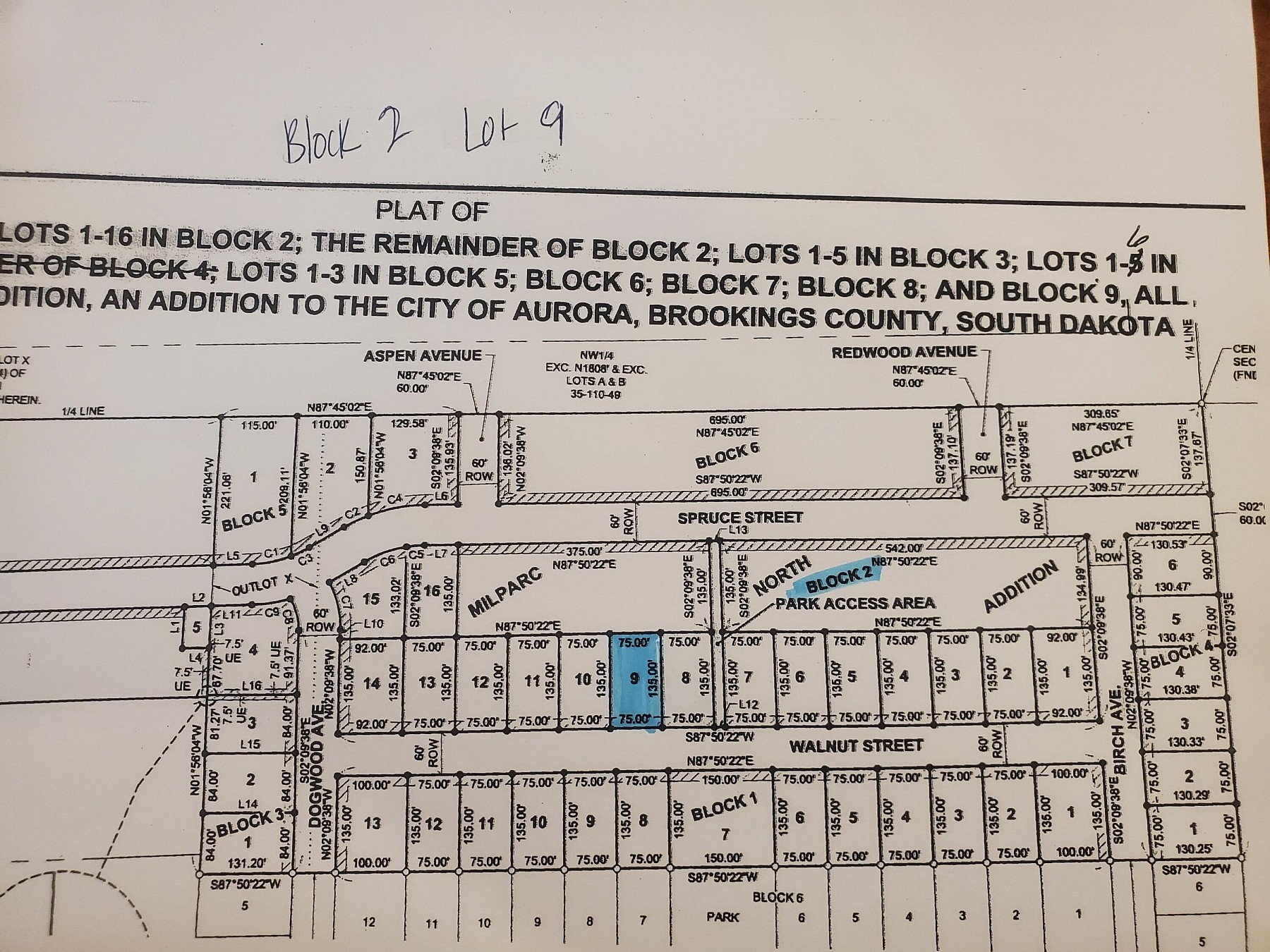 L9, B2 Milparc North Addition, Aurora, SD 57002